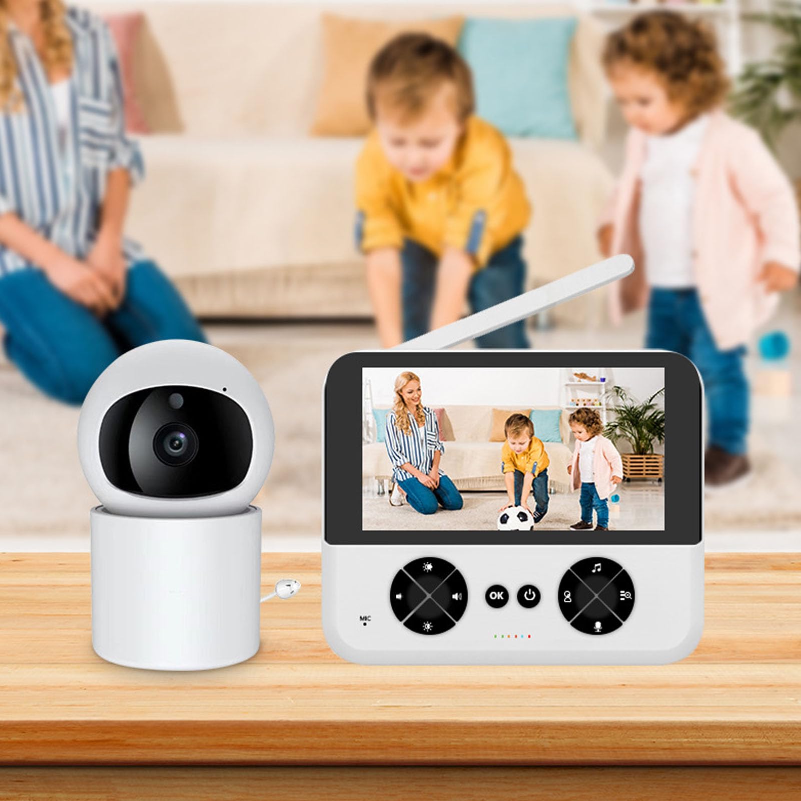 Baby Monitor con Fotocamera e Audio, 4,3 Pollici 980 Ft Bidirezionale con Tecnologia FHSS a 2,4 GHz Baby Monitor con Trasmissione per Visione Notturna Telecamera Portatile per