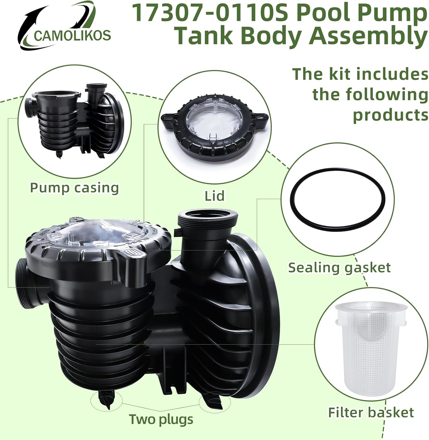 17307-0110S Pool Pump Tank Body Assembly Fits for Pentair Sta-Rite IntelliPro VS 3050 Pumps Max-E-Pro Series Pumps Trap Body Assembly, Pool And Spa Inground Pump