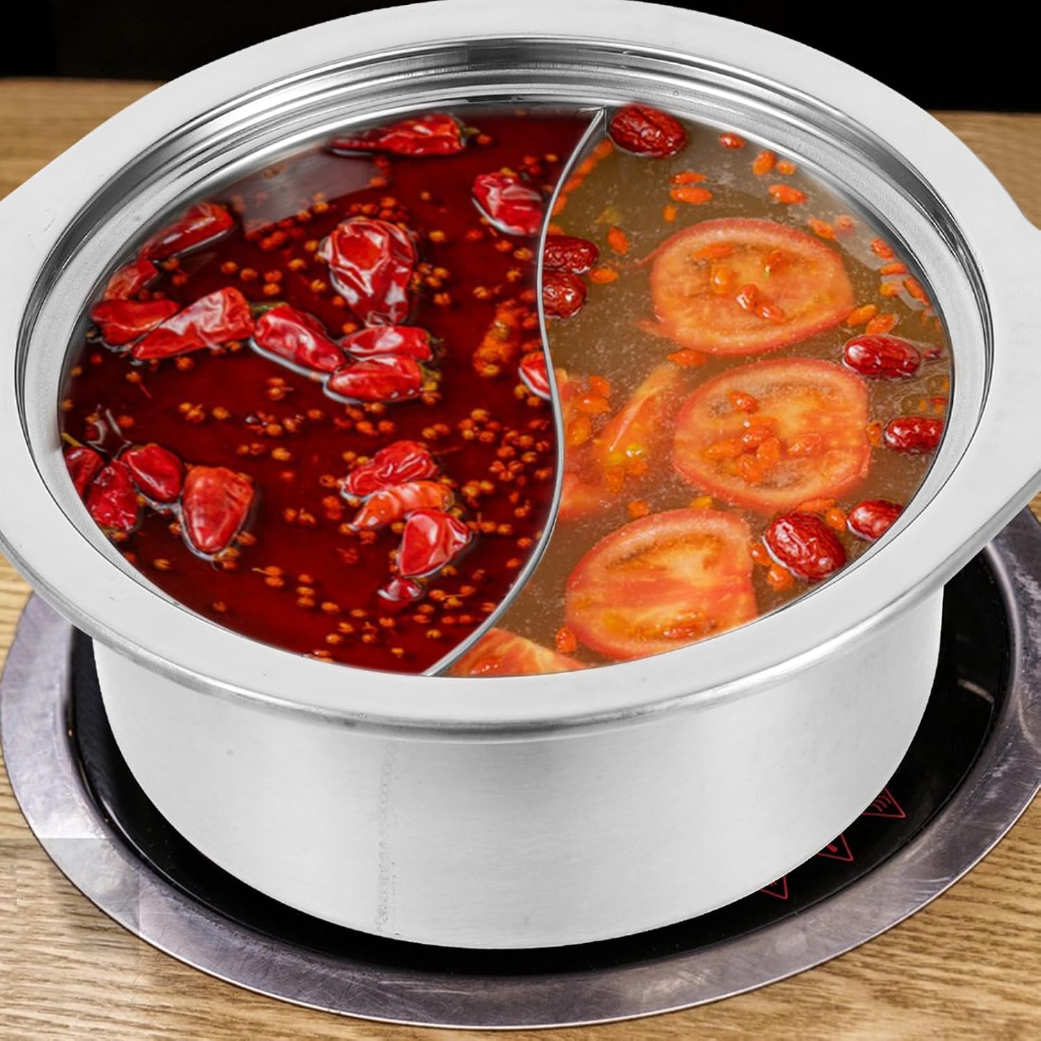 Stainless Steel Dual Flavor Hot Pot for Two Broths