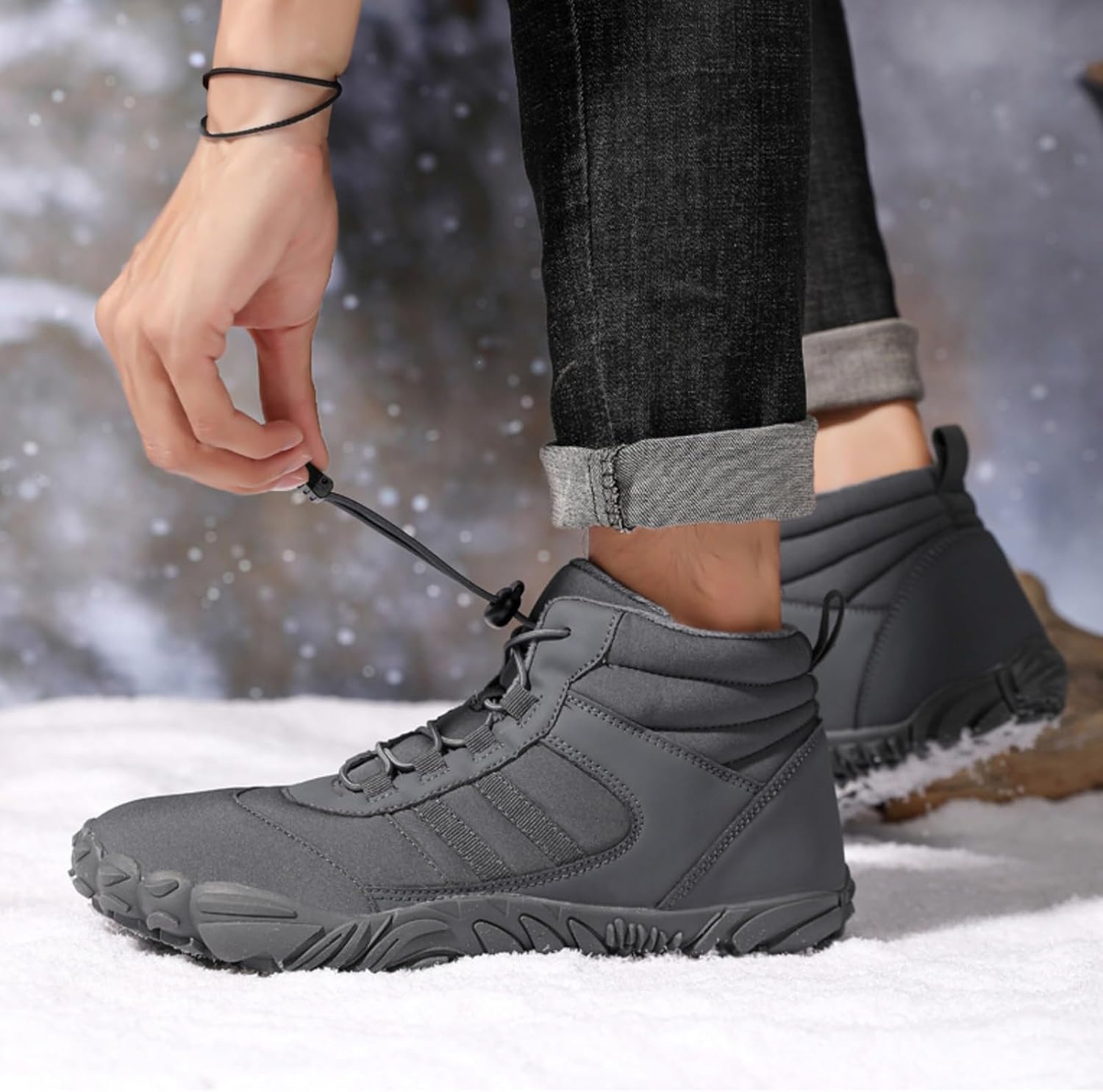 Hike Barefoot for Women Men Neuropathy Non-Slip & Waterproof Winter Barefoot Shoe Zero Drop Hiking Boots Minimalist Wide Toe Ankle Snow Booties Footwear
