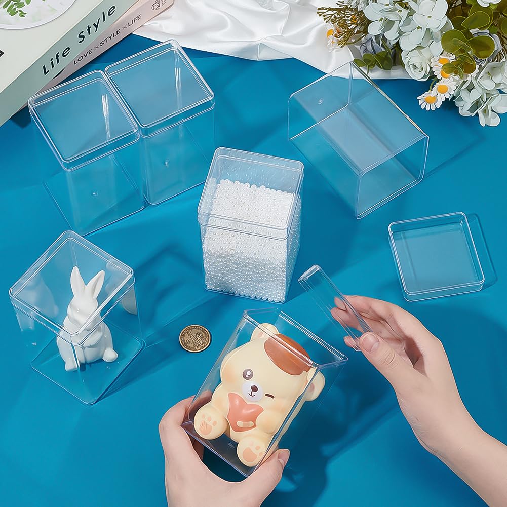 BENECREAT 6 pezzi Scatola In Acrilico Trasparente con Coperchio, Scatola Portaoggetti Rettangolare In Plastica Trasparente Da 7x7.5x12cm per La Raccolta di Gioielli Modello e Piccoli Oggetti
