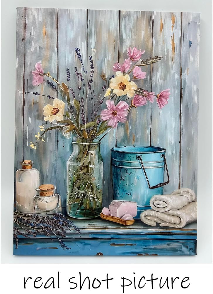 ArtNFT Flower Pictures Canvas Wall Art Home Decor, Painting Art Prints Floral Wall Art For Living Room, Bathroom Decor Farmhouse Wall Decoration, Kitchen Bedroom Decor (Flower Pictures01, 18x24in)