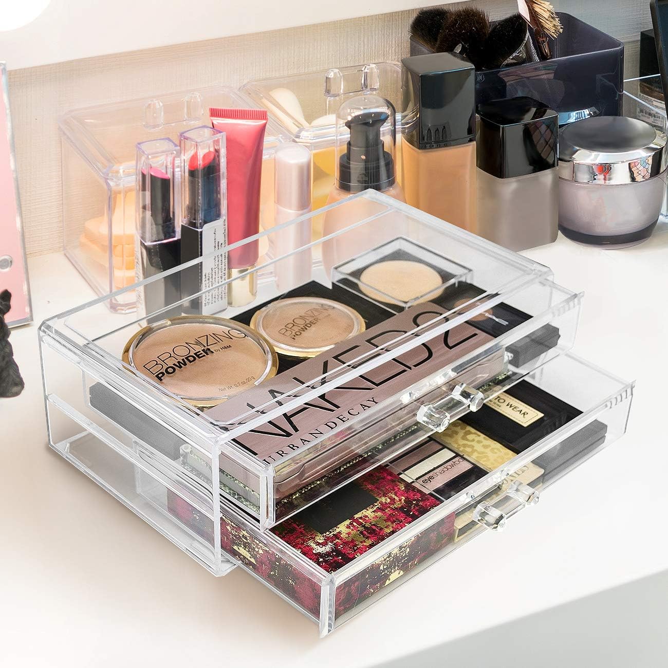 Sorbus Acrylic Cosmetics Makeup and Jewelry Storage Case Display Sets –Interlocking Drawers to Create Your Own Specially Designed Makeup Counter –Stackable and Interchangeable : Beauty & Personal Care