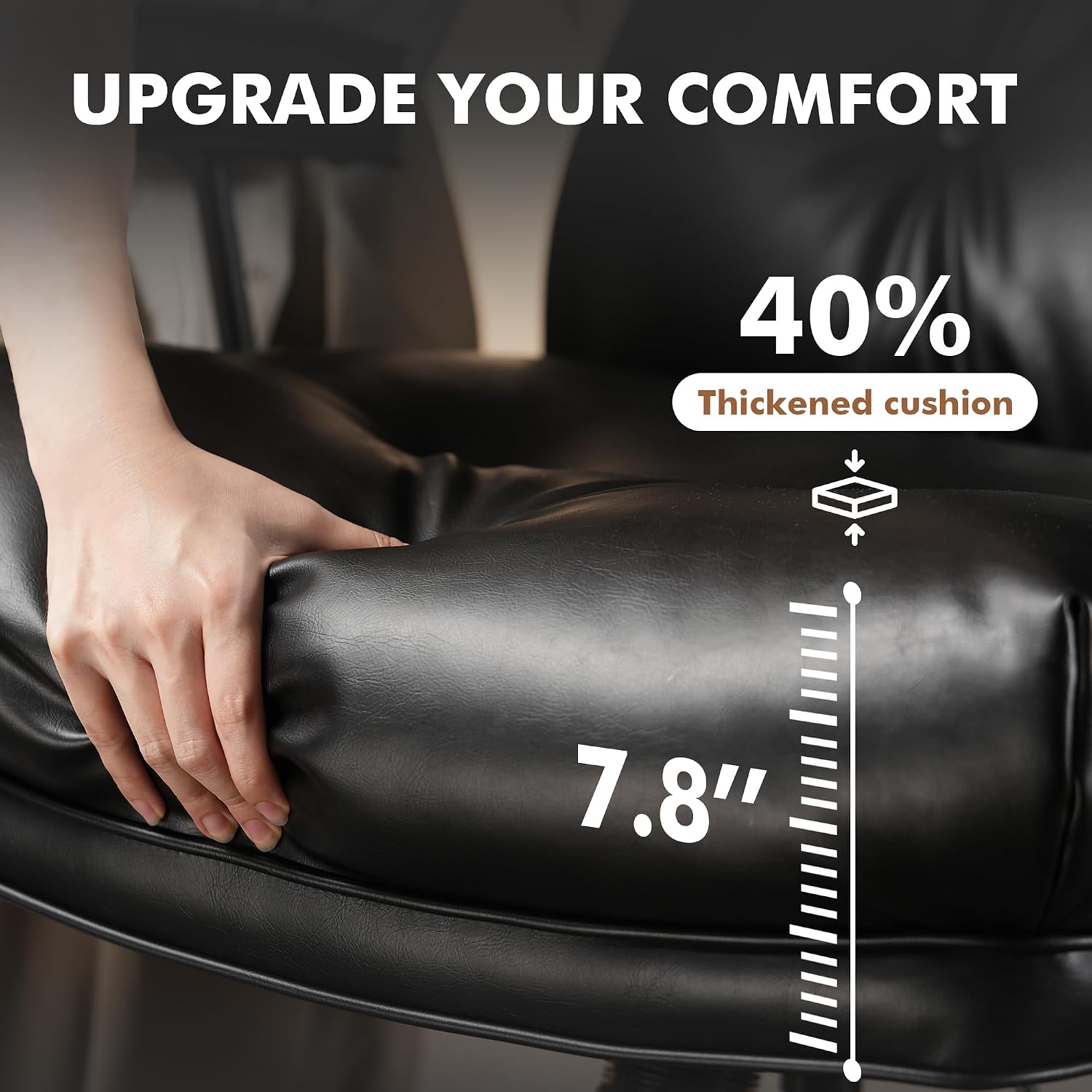 Faux Leather Executive Office Chair - Big and Tall Ergonomic Home Office Chair,Computer Desk Chair with Lumbar Support,Adjustable Task Chair Swivel Rolling PC Chair with Wheels,PU,Black