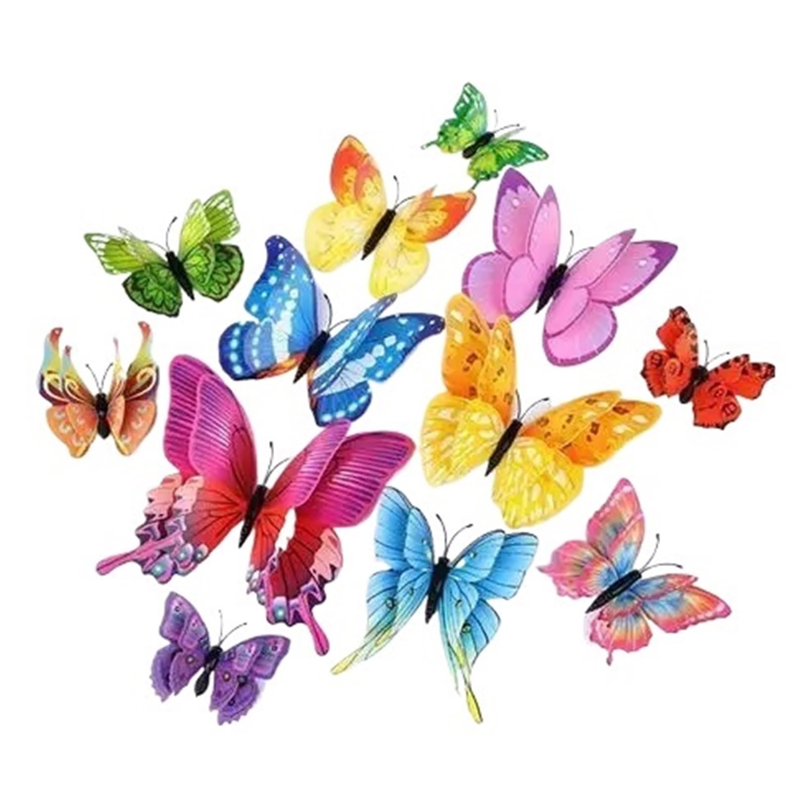 3D Butterfly Wall Decoration 12Pcs 3D Double Layer Butterflies DIY Wall Stickers Home Room Decor Birthday Party Wedding Decoration Decals(12pcs-013)