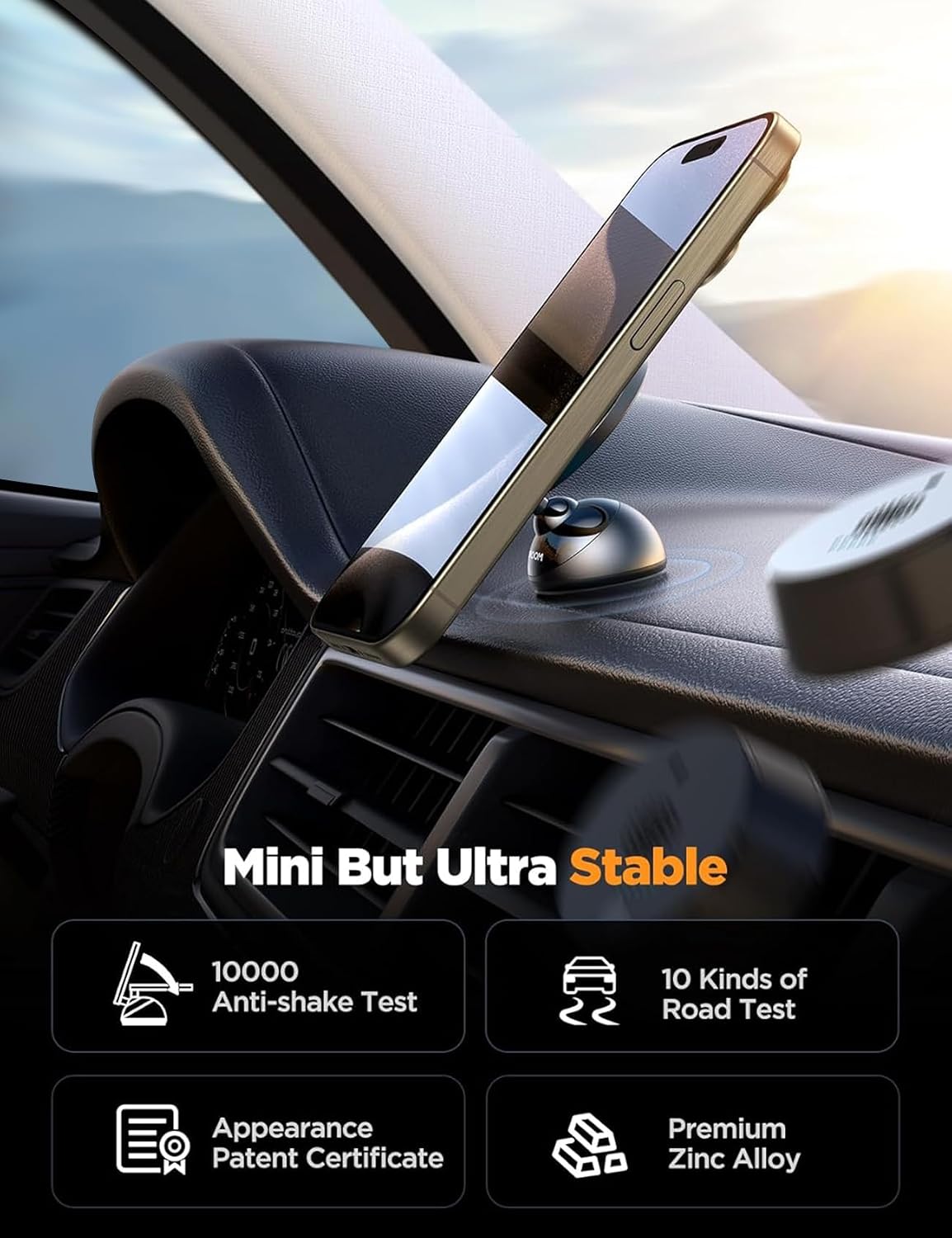 JOYROOM for MagSafe Car Mount, [Stronger Magnet] Magnetic Phone Holder for Car, All-Metal Magnet iPhone Car Holder for Dash, Fit for iPhone 15 14 13