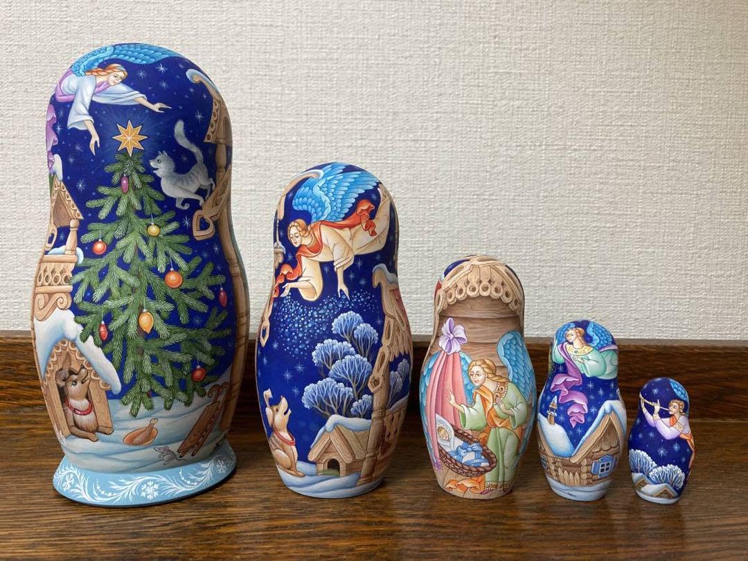 ロシア雑貨☆イコンマトリョーシカ クリスマス(5P)コブロフ工房 Amazon | ロシア雑貨イコンマトリョーシカ クリスマス(5P