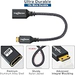 Twozoh Mini HDMI to HDMI Adapter 2 Pack, Mini HDMI Male to HDMI Female Braided Extension Cable Support 3D 4K 1080p Camcorder, Graphics Card, Laptop, Tablet, HDTV, Projector