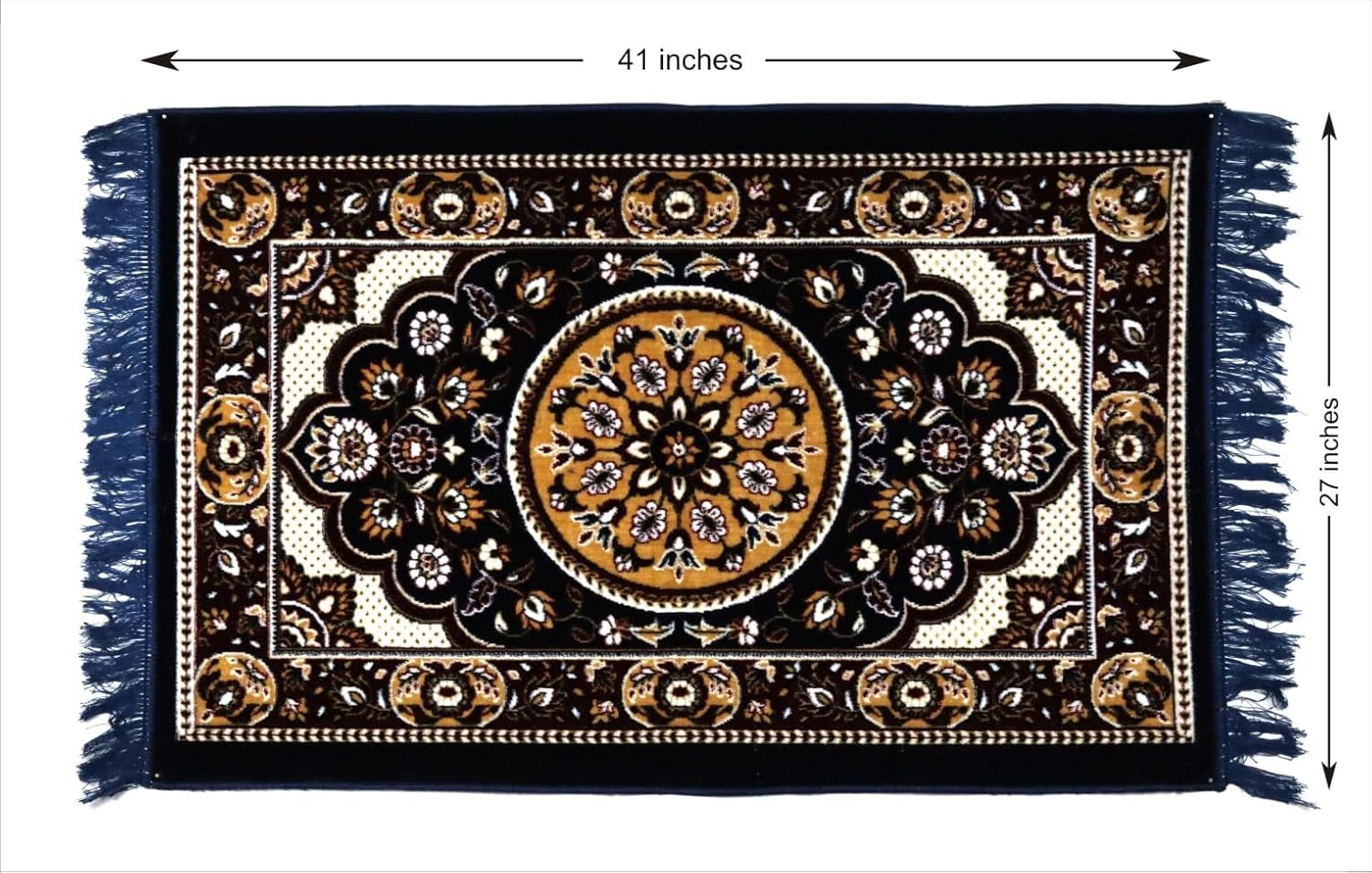 ASHIRWAD Prayer Mat 27 x 41 Inches (2'3" x 3'5") | Soft Religious Rug for Hindu Pooja & Muslim Namaz, Sajdah | Multipurpose Velvet Mat for Daily Pooja, Havan & Traditional Worship (Blue-1)
