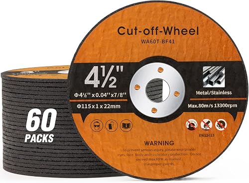 Lot de 60 disques de coupe ultra fins pour meuleuse d'angle 114,3 x 1,2 x 2,2 cm