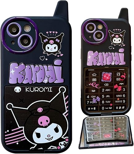 Miniatura 1 de NATEROSO Funda de dibujos animados para iPhone 14 de 6.1 pulgadas, funda retro Kawaii linda con espejo de maquillaje, suave a prueba de golpes,