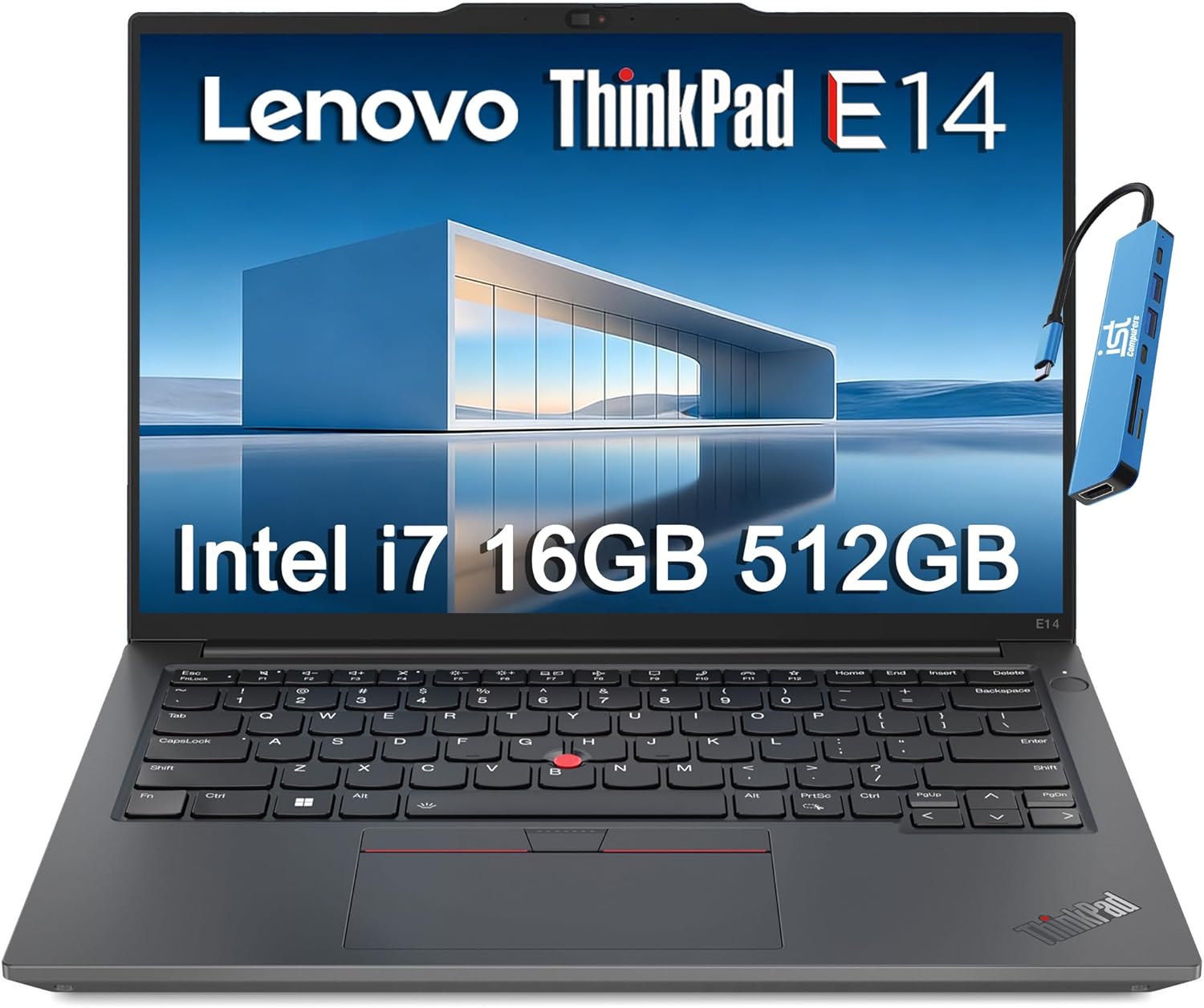 Lenovo ThinkPad E14 Business Laptop (14" FHD+ Anti-Glare, Intel 10-Core i7-1355U, 16GB RAM, 512GB SSD) Backlit Keyboard, Fingerprint, Fast Charge, 1080p RGB Webcam, Thunderbolt 4, IST HUB, Win 11 Pro