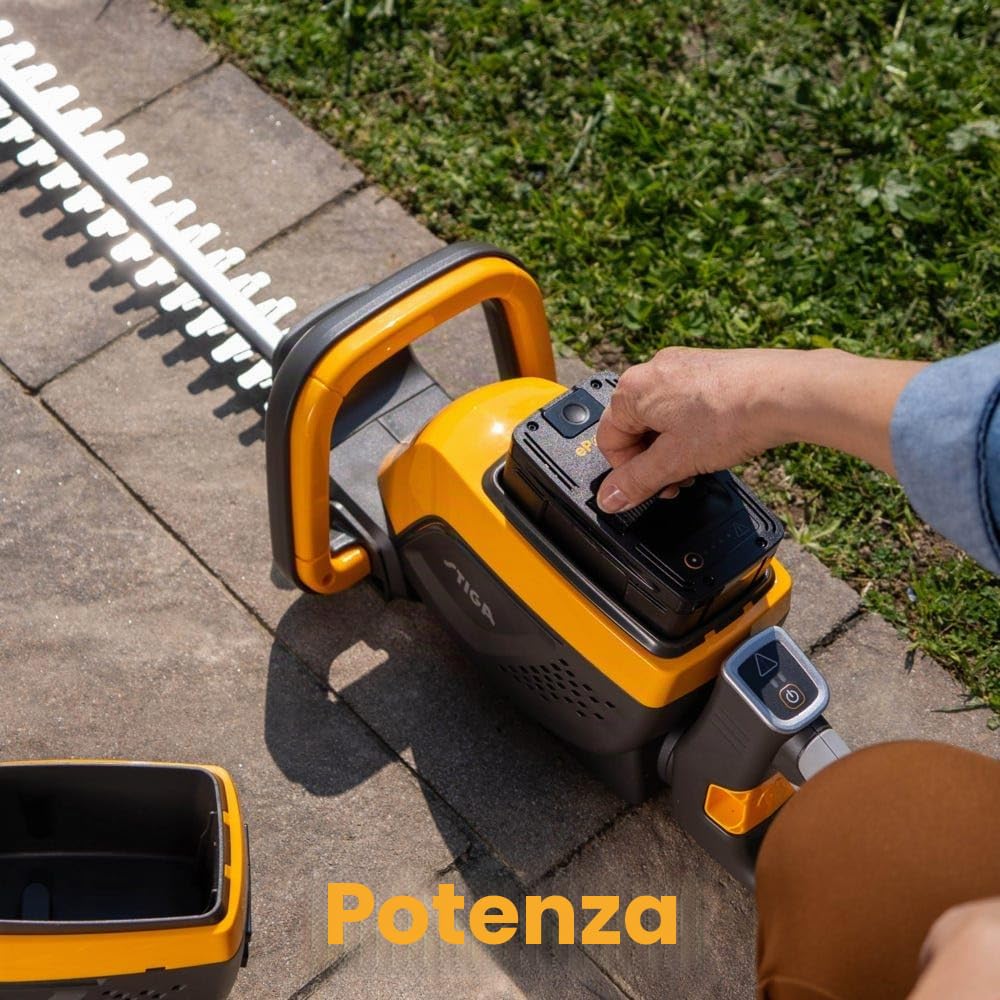 STIGA HT 500e Tagliasiepi A Batteria, 48 V (Batt. Non Incl.), Lama 58 cm – Impugnatura Girevole 180°, Lame Doppia Azione – Per Siepi e Cespugli