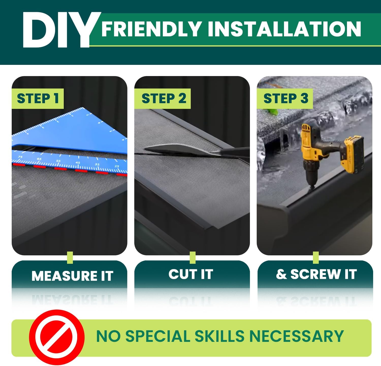 DIY 5" Gutter Covers System for Leaf Protection Featuring Stainless Steel Mesh Aluminum DIY Gutter Guards Contractor Grade Leaf Guards for Gutters - Made in The USA (Mill Finish - 48 Feet)
