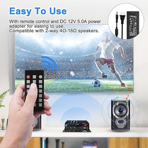 Vista 35 de Amplificador de audio estéreo para altavoces domésticos S-288 Bluetooth 5.0 HiFi Mini Amplificadores de Componentes de Audio Receptor 4.0CH RMS