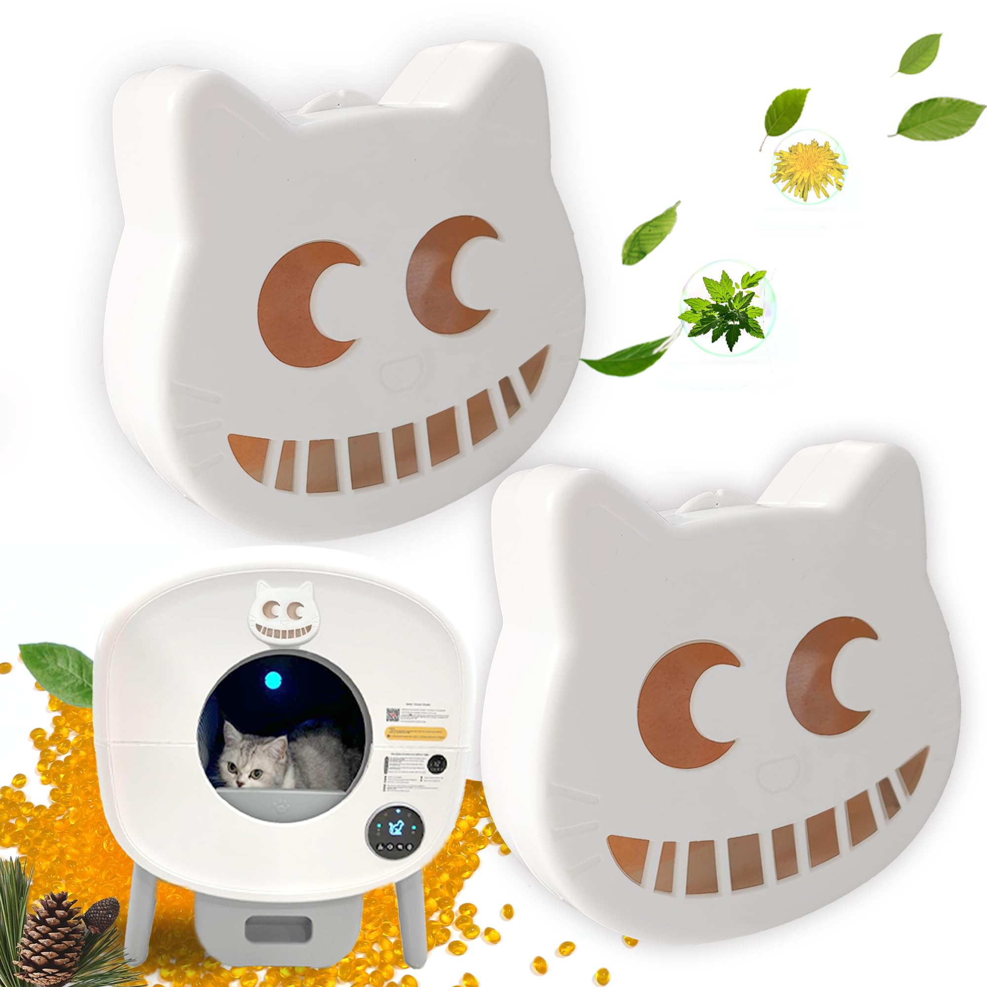 NewKe Cat Deodorizer Pod for Cumrige Self Cleaning Litter Box, Universal Odor Deodorant Compatible with Self-Cleaning Litter Box,Includes 2 OdorTrap Pod and 2 Odor Remover Refills Bags