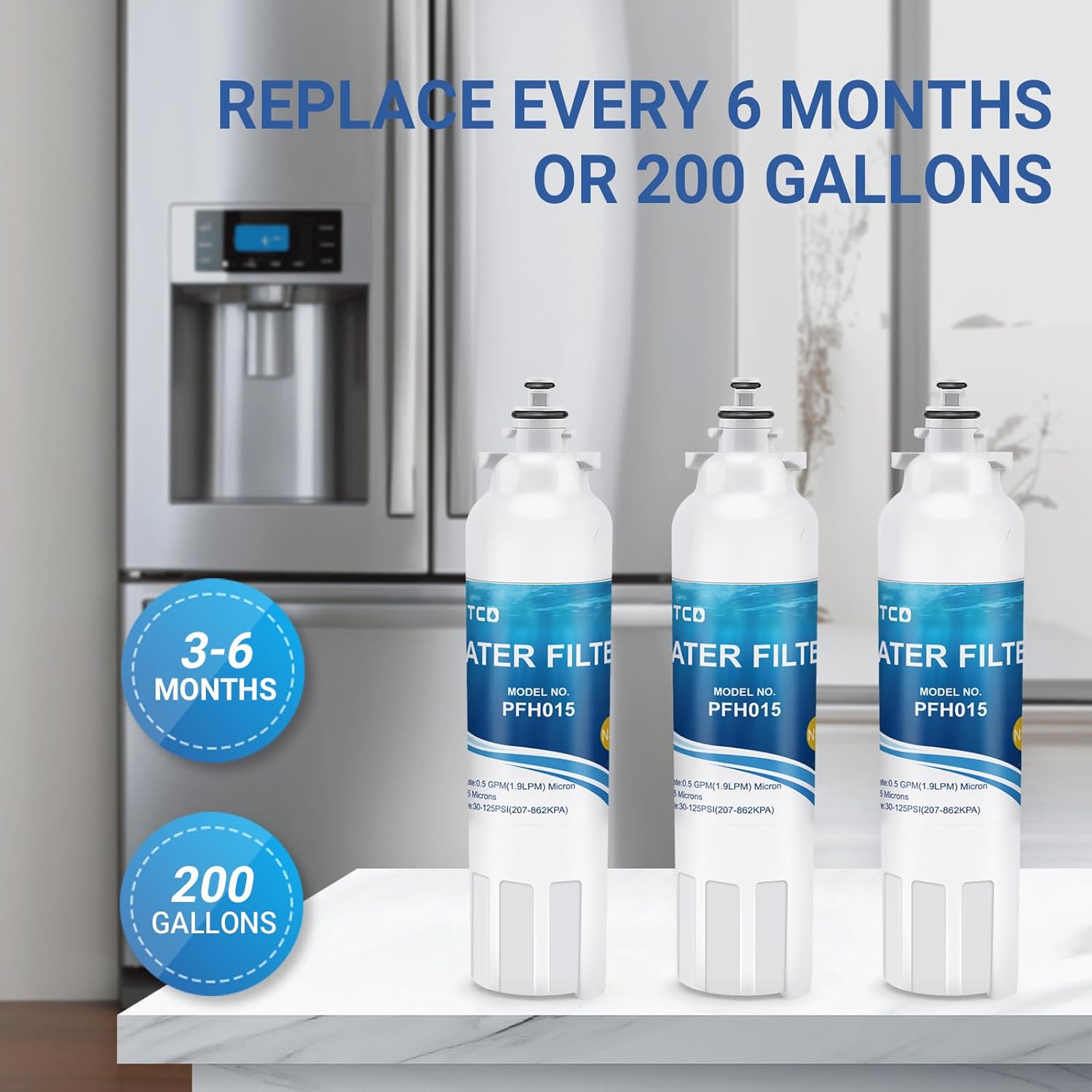 Water Filter for LG LMXS30776S, LSXS26326S, LSXS26366S, LSXS26366D, LMXC23746D, LMXS30776D, LSXC22426S Refrigerator Models with 3 LT120F Air Filters.