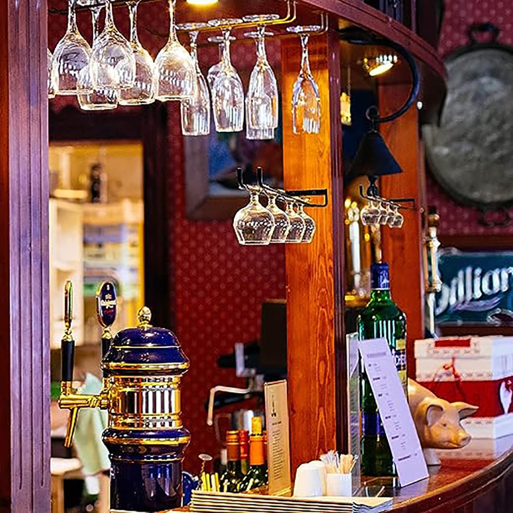 Porta Calici,Porta Bicchieri sospesi,Porta Calici Sottopensile,4 Pezzi Calici di Vino Mantieni i Bicchieri Asciutti Sotto Mobile 16-24 Bicchieri da Vino per Famiglia,con Viti per Bar Ristorante Cucina