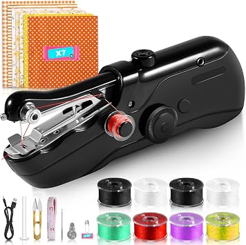 Handheld Sewing Machine for Beginners, Battery Operated Mini With USB Cable, Fast Stitching Electric Hand Stitching Machine for DIY Fabrics Clothes, Home and Travel