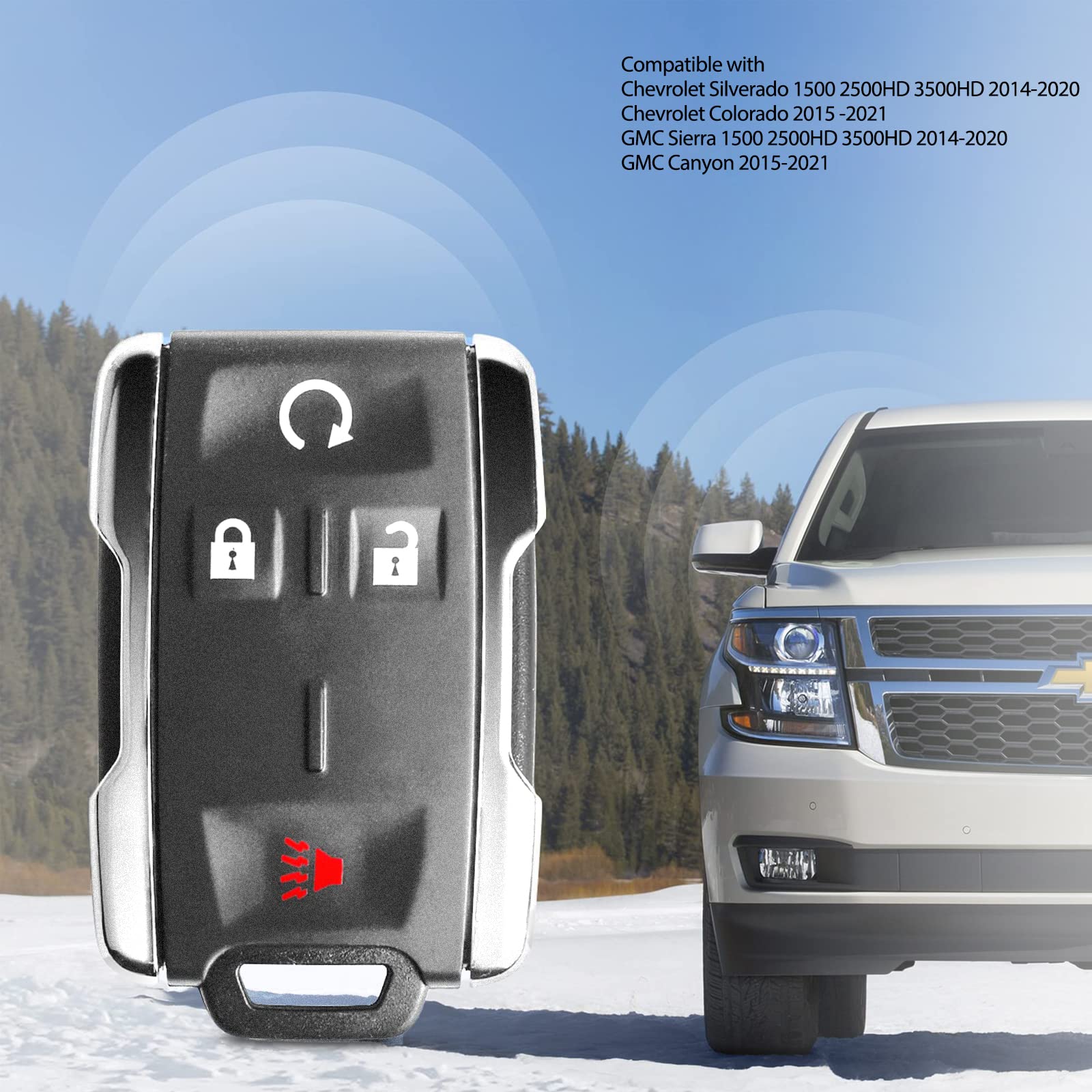Custodia In TPU Per Chiave Chevrolet Silverado (2019-2022) E GMC Sierra - Protezione Antiurto, Colore Rosso