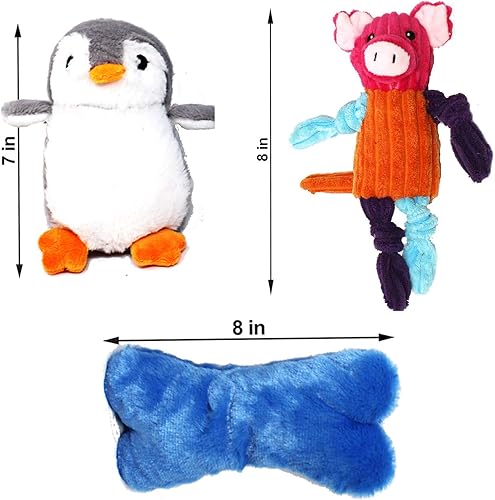 Miniatura 4 de Jalousie Paquete múltiple de juguetes chirriantes para perros, fuertes, casi indestructibles, con forro añadido para un juego más largo (5 unidades,