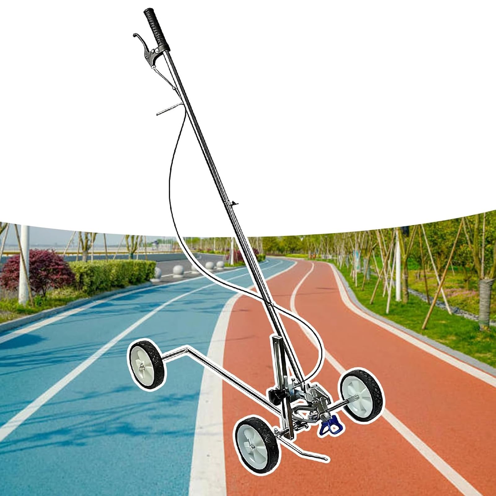 LYJIANGXIN Hand Push Cold Paint Line Striper, Airless Striping Line Marking Machine with Sprayer-Gun & 5 Nozzles, Parking Lot Striping Machine, Line Marker for Runways, Parking Spaces & Road Markings