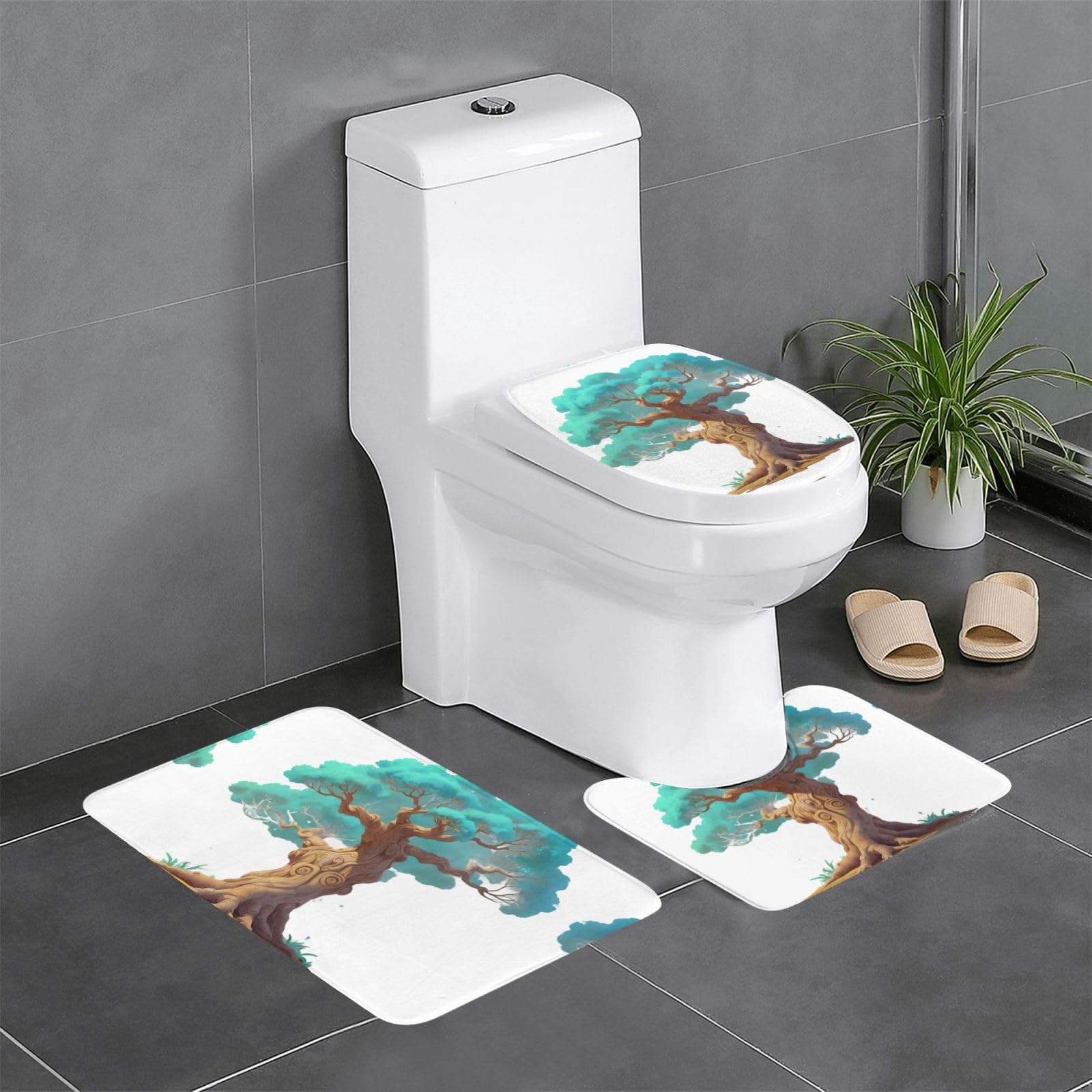 Tapis de sol en flanelle antidérapants pour salle de bain lot de 3 contre les glissades