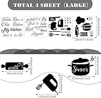 Vista 4 de Seajan 4 Pcs Kitchen Wall Stickers Kitchen Quotes Wall Decals with Funny Lettering Vinyl Fun Utensils Sticker Peel and Stick Arts for Fridge