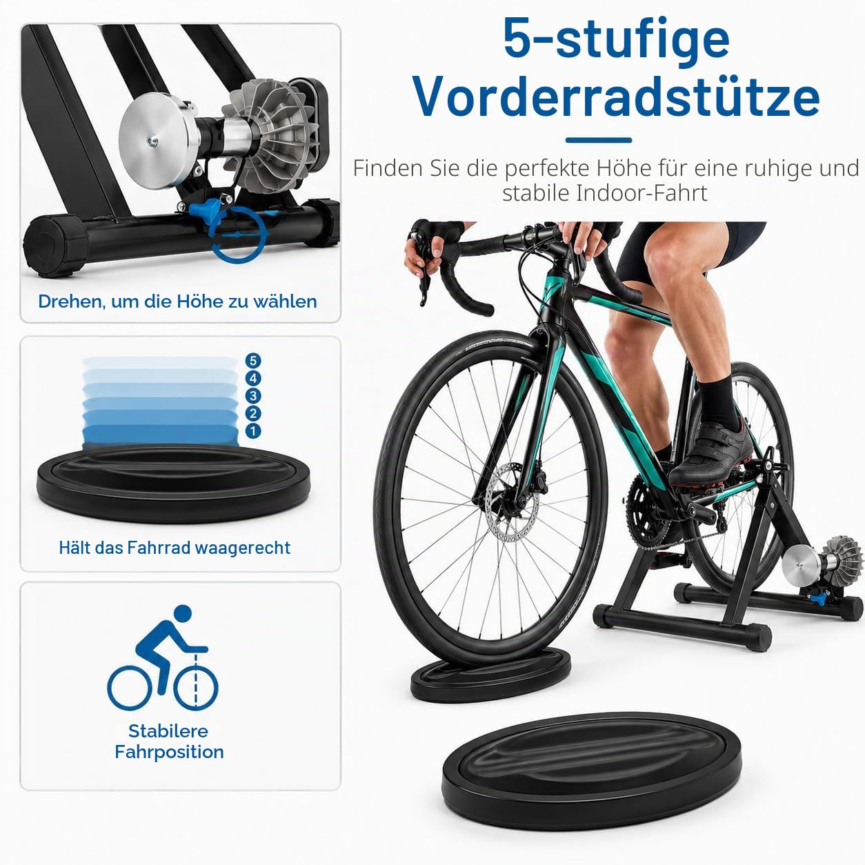 Home Trainer für Fahrrad, Heimtrainer, verstellbares Design, Fluid Bike, Trainer, Trainingsbank für Fahrräder, geeignet für Fahrräder von 26 – 29 Zoll, Mountainbikes