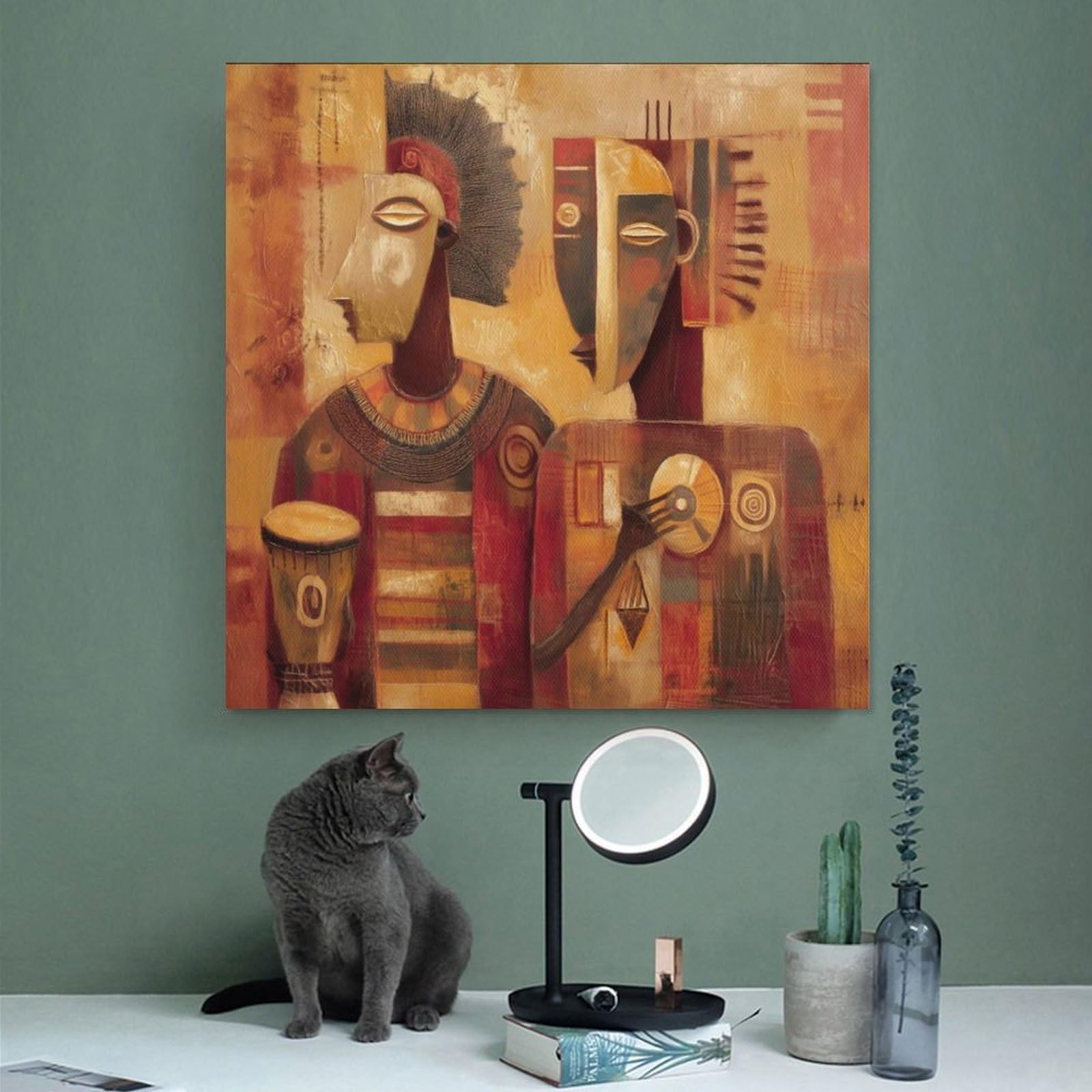 Poster di musica tribale africana su tela, decorazione artistica da parete, stampa dipinti per soggiorno, camera da letto, decorazione 40,6 cm L x 40,6 cm W