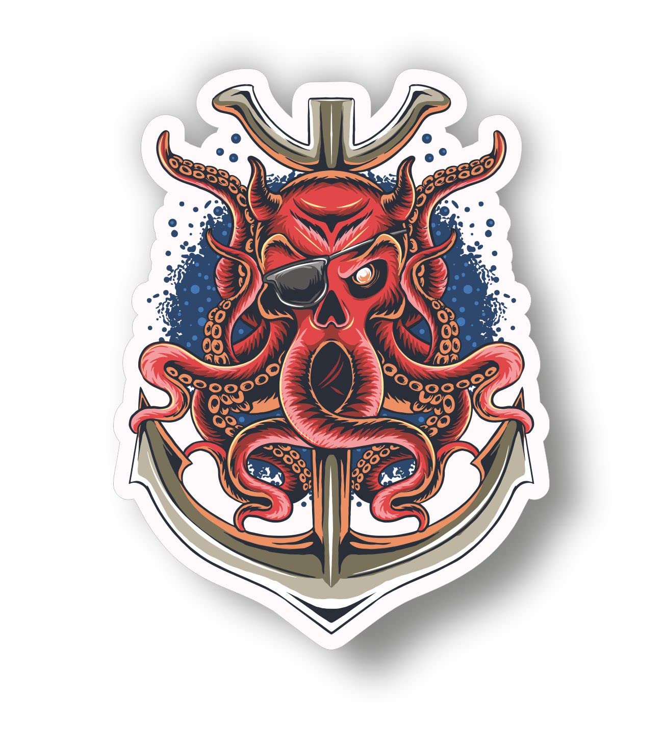 AMA SHOP ADHESIVE OCTUS WITH PIRATE SKULL PVC for Decal Wall Mural Car Motorcycle Helmet Camper