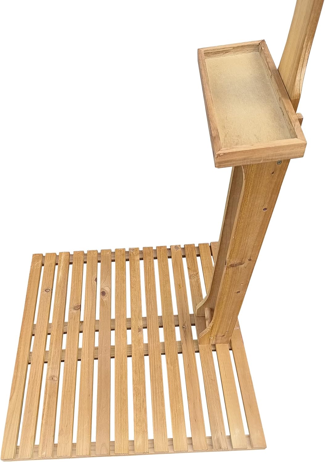 Portable Outdoor Shower,Wood Outside Pool Shower with Chassis Board and Adjustable Water Pressure for Swimming Pool, Patio, Terrace, Garden,Solid Wood (Teak)