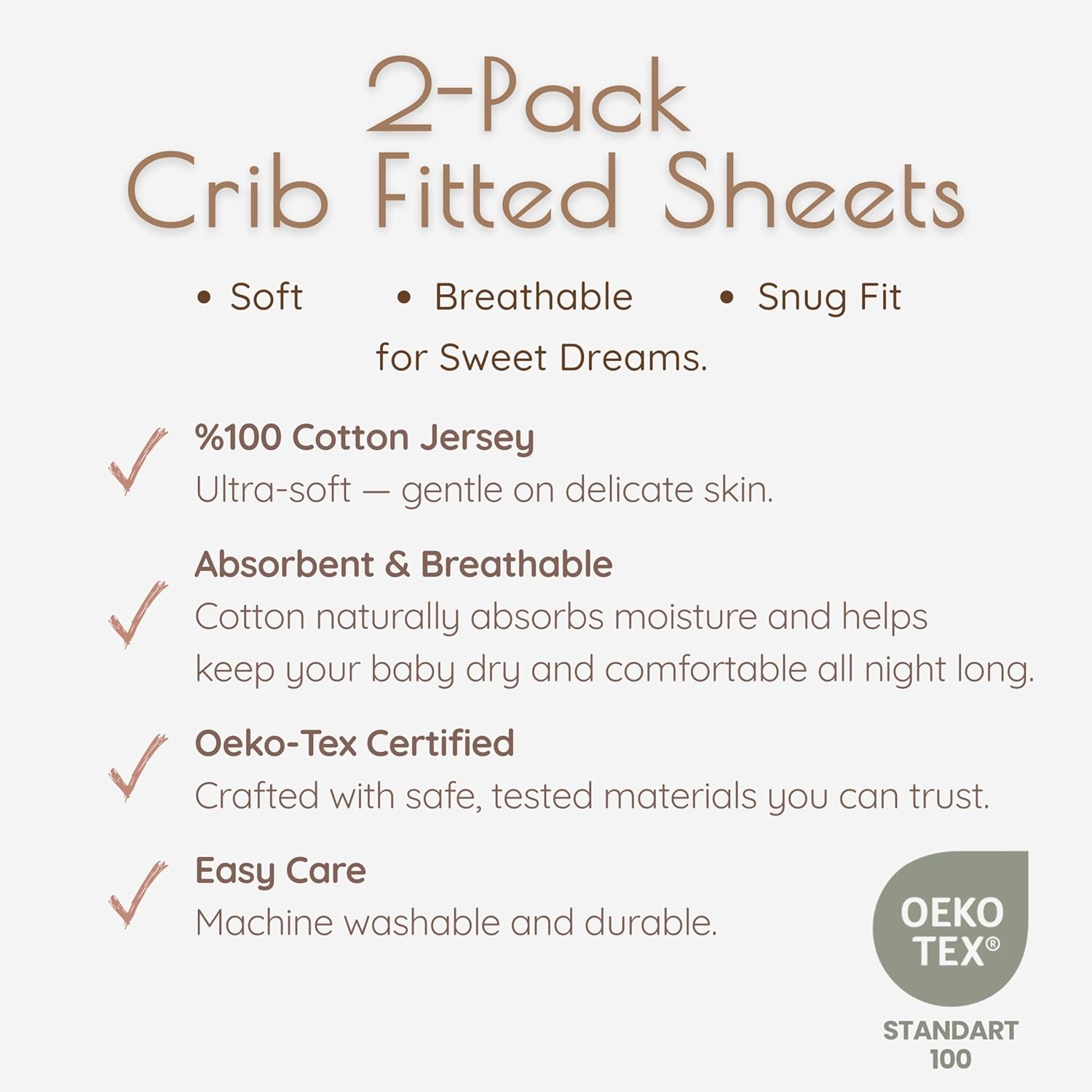 Fitted Crib Sheets for Boys and Girls, 2 Pieces 52"x28" 100% Cotton Crib Mattress Sheet, Absorbent Baby and Toddler Bed Sheets, Mattress Cover OEKO-TEX Cribs Sheet Set, Green Woodland Neutral Gift Set