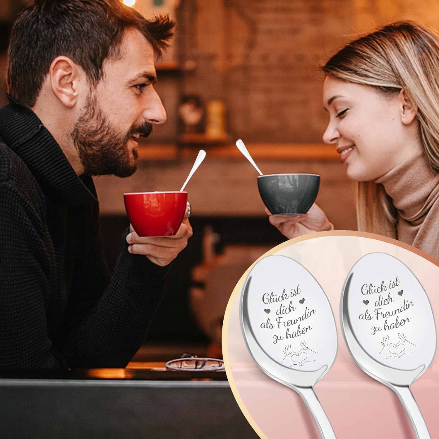 Graviertes Kaffeelöffel-Set Für Beste Freundin – Persönliches Geschenk Zum Geburtstag, Valentinstag Oder Weihnachten