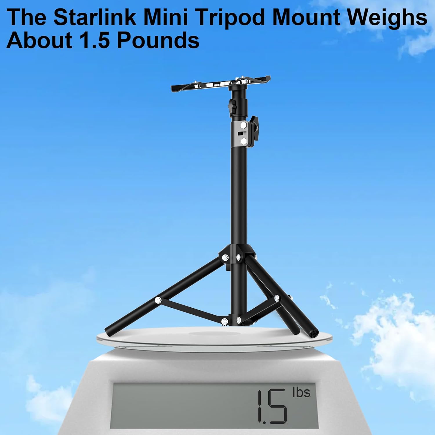 Adjustable Tripod Mount for Starlink Mini Dish – Includes Mini Pipe Adapter, Ideal for Satellite Pole Mounting (Compatible with Starlink Mini V4)