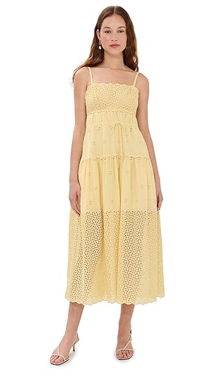 Ulla Johnson Women's Isadore Dress, Chantilly, Yellow, 16 at