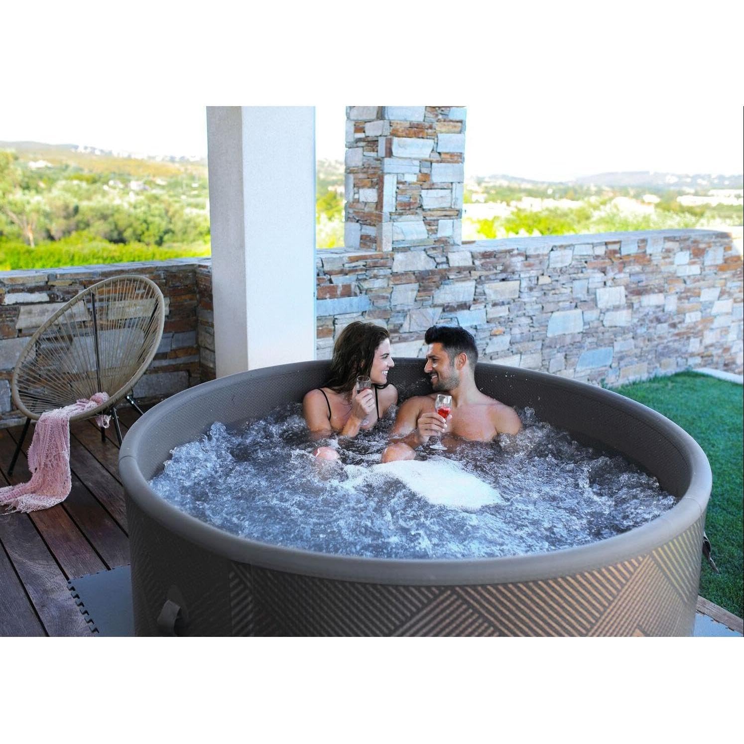 MSpa Mono-Eco SPA Hinchable semirrígido Circular 4-6 Personas con hidromasaje Air Jet, calefacción, filtración Inteligente y desinfección UVC