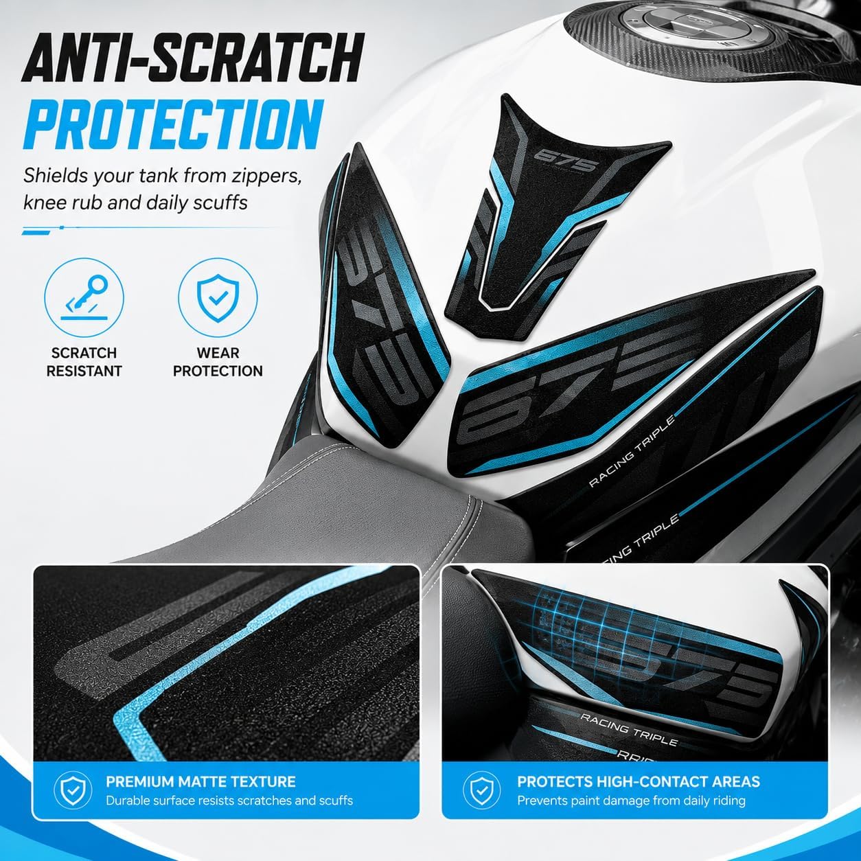Fuel Tank Protector Grip Pads for CFMOTO 675SS/675NK 2025-2026,Blue