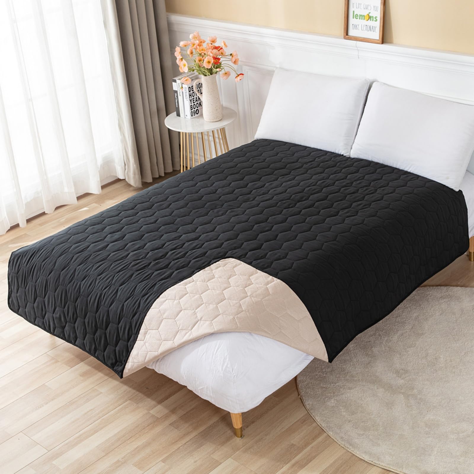 Morbuy Empapadores Cama Lavables Reutilizables para Adultos Niños Empapadores Cama Impermeable Absorbentes Ideal como Salvacamas para Incontinencia, Mayores (210*260cm,WF13 Negro)