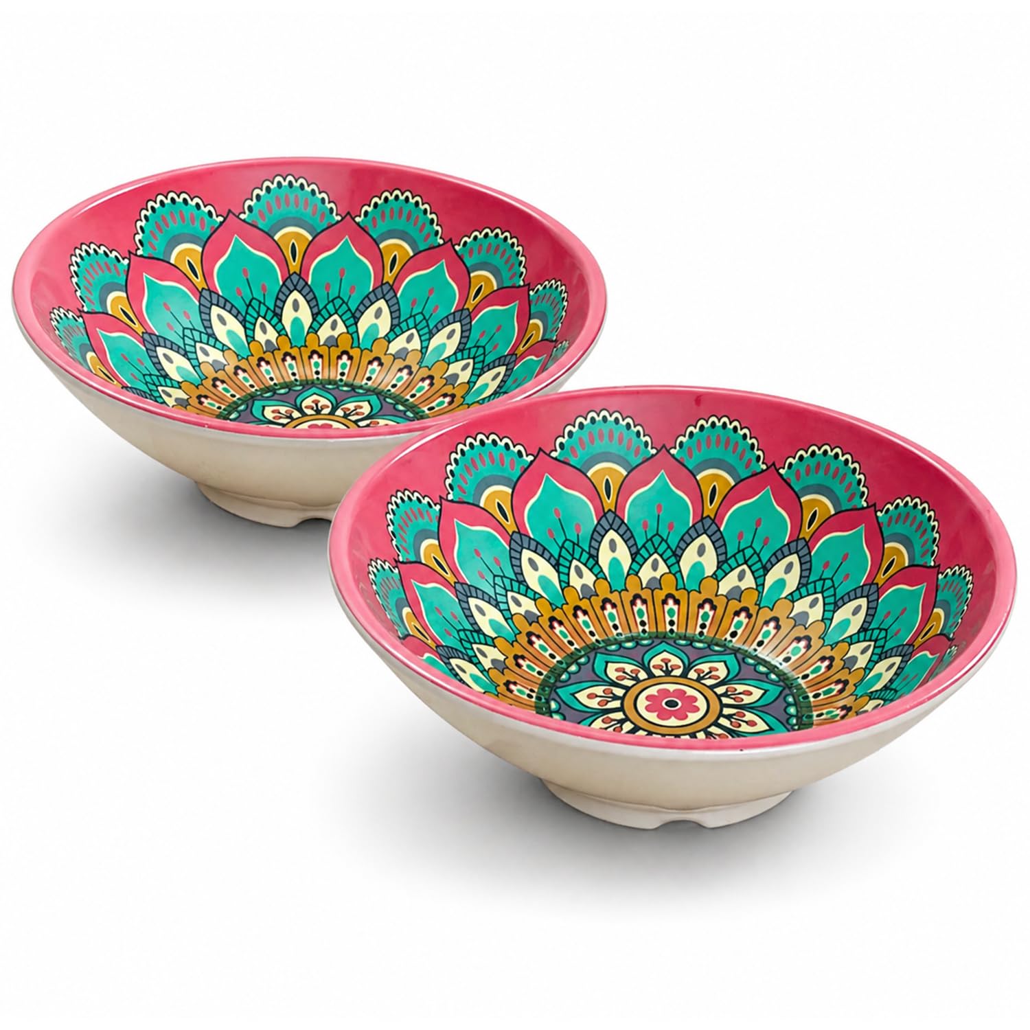 Set 2 Bowls Melamina 21 x 5,4 cm Uso Alimentario, Recipientes para Ensaladas, Snacks y Cereales, Livianos y Resistentes, Ideal Cocina Hogar