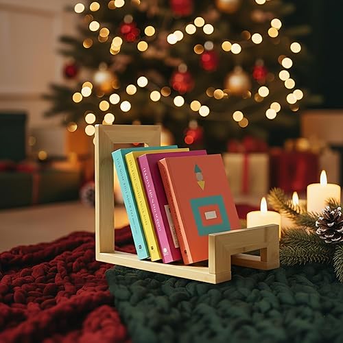 Miniatura 8 de Soporte de grabación de vinilo de bambú capacidad para 15-40 LPS, libros y revistas, organizador para leer, fácil montaje de 4 tornillos, diseño