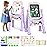 YOHOOLYO Kids Easel Standing Art Easel for Kids, Double Sided Children Pink Purple Easel Magnetic Chalkboard Whiteboard Dry Eraser Board Great Gift for Girls