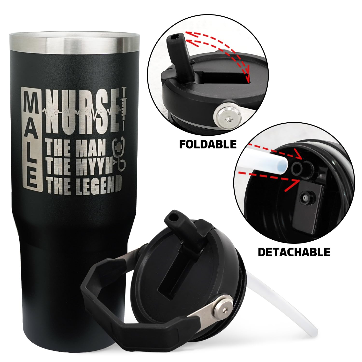 OccuPied Nurse Tumbler - 30 Oz Insulated Coffee Cup, Water Bottle & Drinking Glass - Male Nurse Gifts for Men, Medical Assistant Gifts for Him