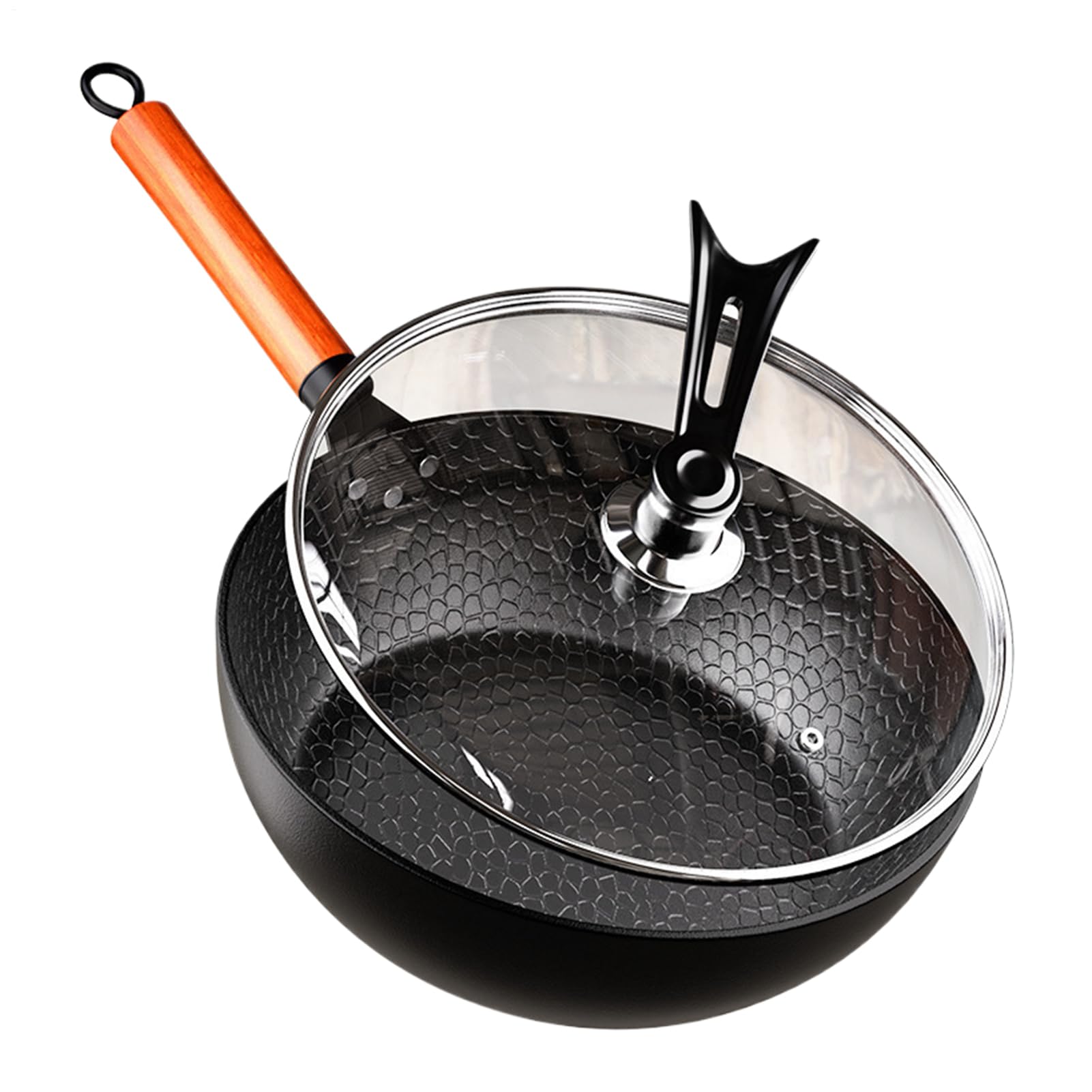 Gehämmerte Pfanne – gehämmerte Pfanne mit Deckel, antihaftbeschichtetes Bratwerkzeug für Küche, Backen, Kochgeschirr für Induktion und Außenbereich, Frühstück, Wohnung, Familienessen, Camping