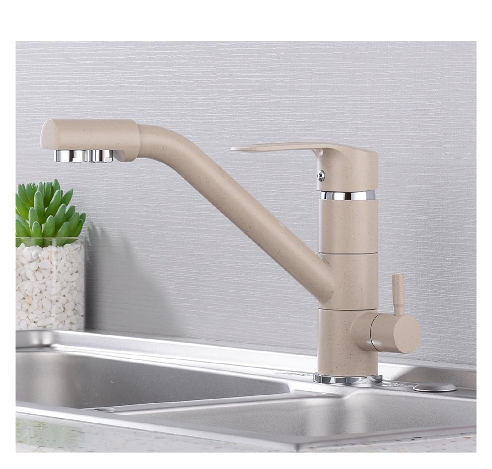 Robinet de cuisine filtre à eau potable purificateur double bec chaud et froid
