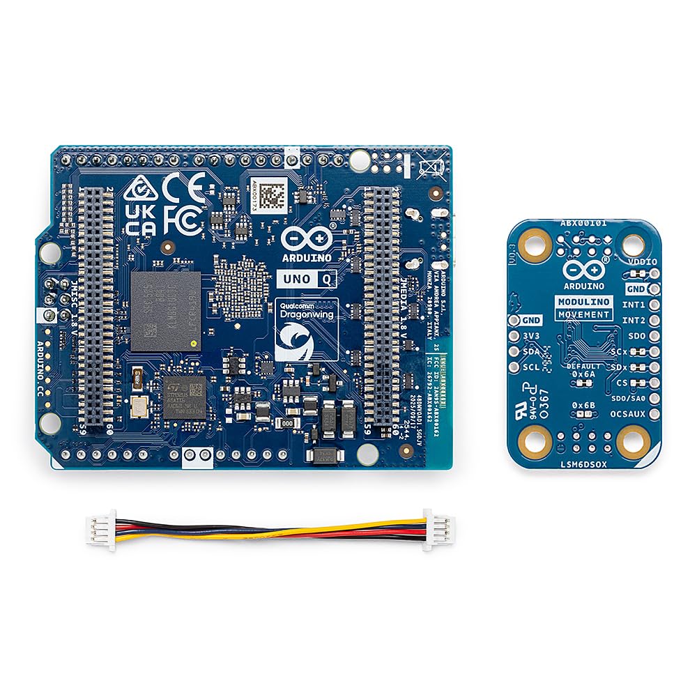 Arduino® UNO™ Q 4GB Modulino® Movement Bundle: Rilevamento Movimento e Orientamento IMU