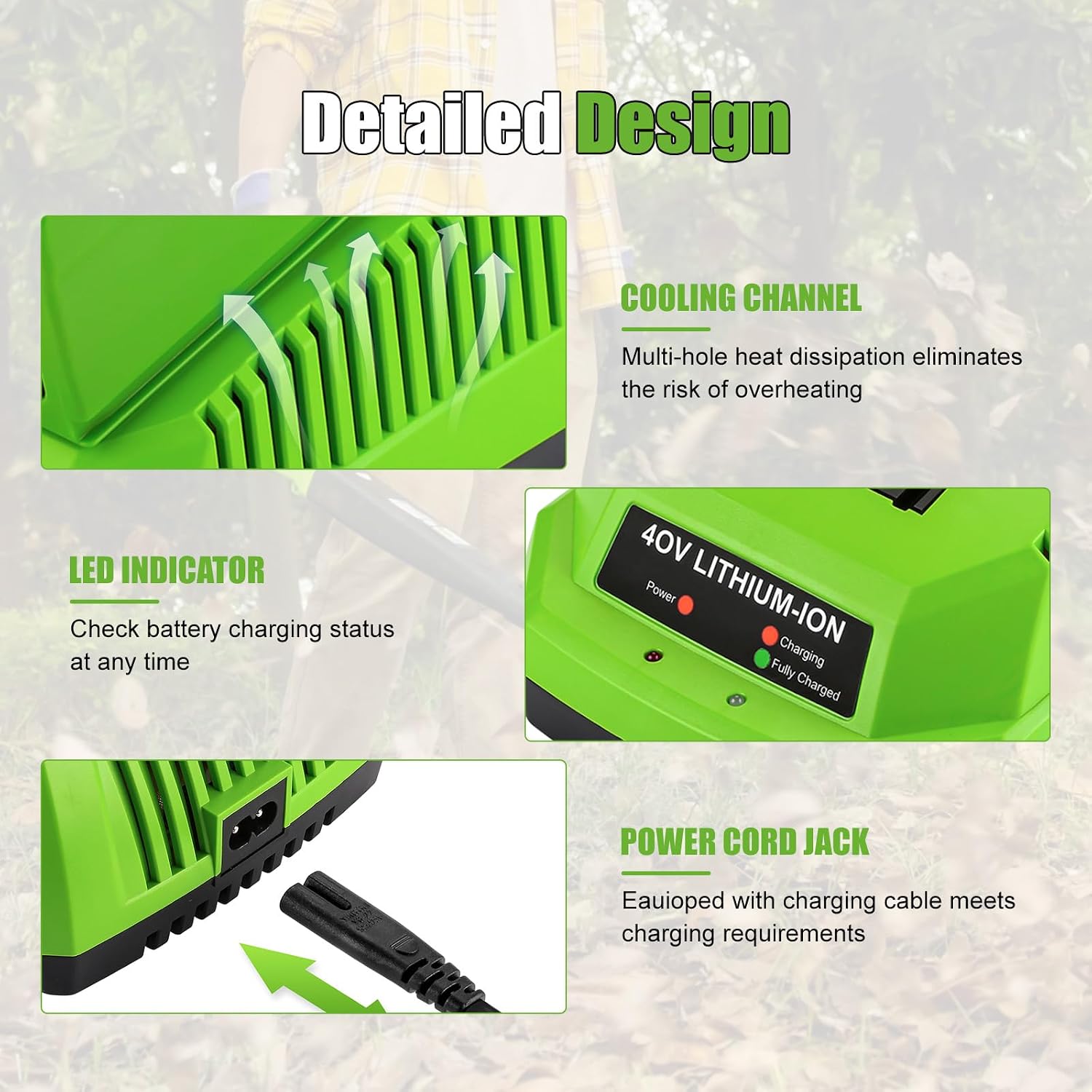 40V Charger Replacement for Greenworks 40V Battery Charger 29482 Compatible with Batteries 29462 29472