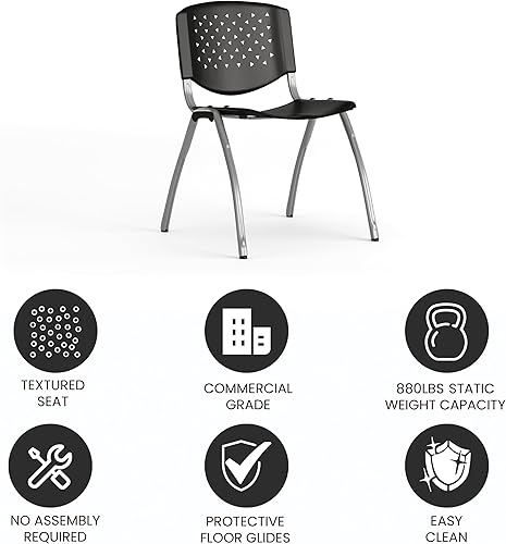 Miniatura 4 de Emma + Oliver Silla apilable de plástico naranja para el hogar y la oficina con respaldo perforado - Silla de invitados