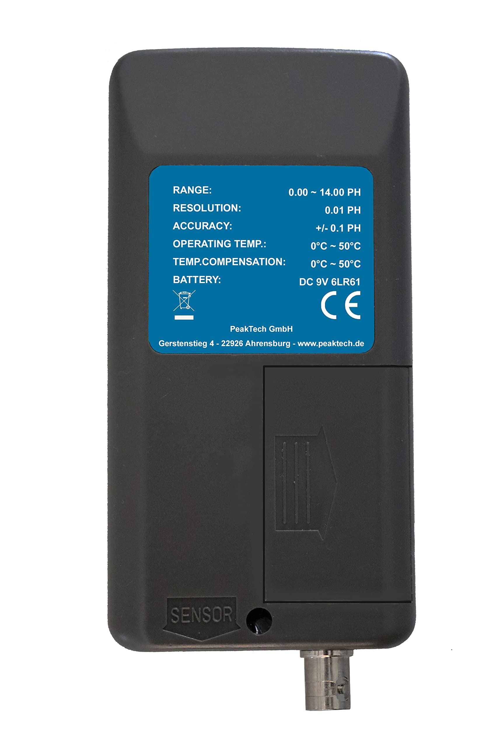 PeakTech Misuratore di pH 5310 A con sonda di elettrodi BNC sostituibile, adatto per piscina, acquario e laboratorio, P 5310 A, blu