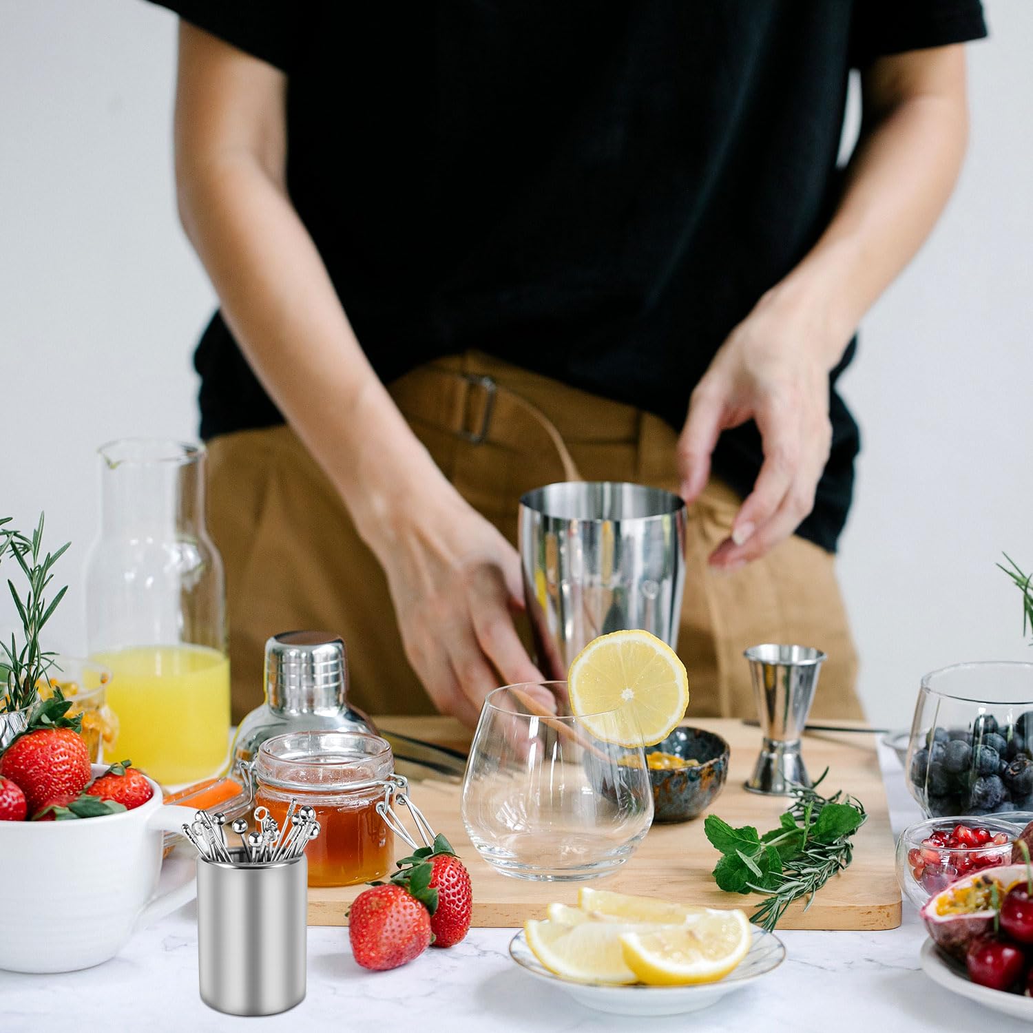 Kit Stuzzicadenti Cocktail Acciaio - 28 Pezzi Con Supporto Per Feste - Foto 4